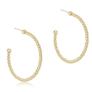 Beaded Classic 1.25" Post Hoop - 2mm Gold - J.A. Whitney
