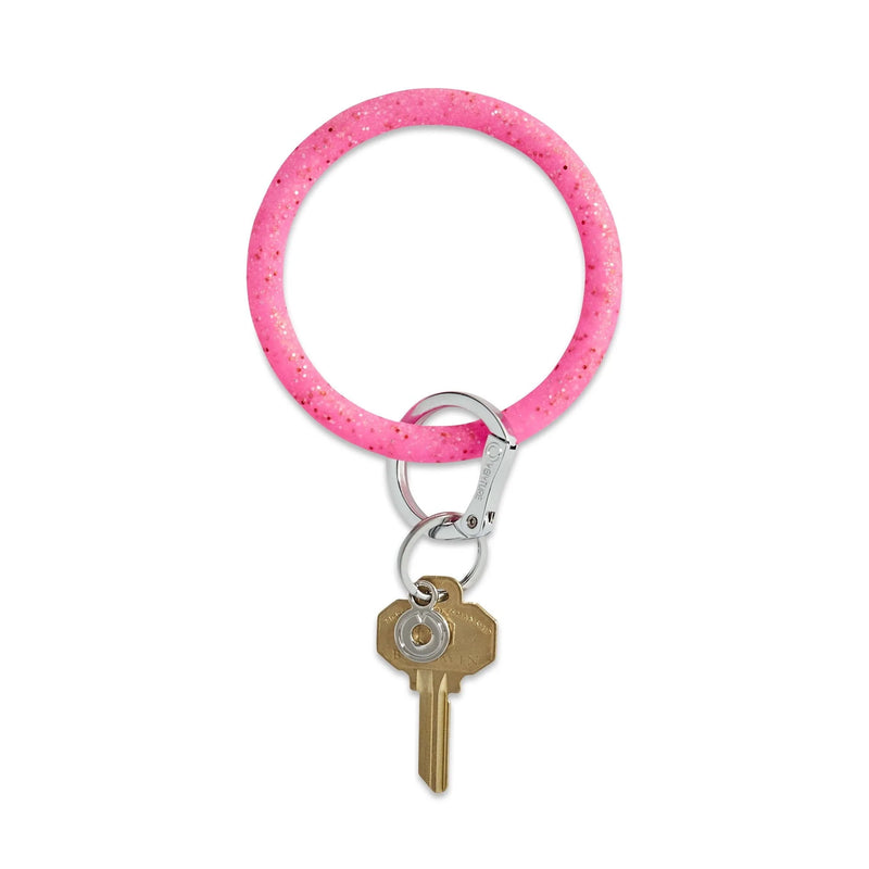 Tickled Pink Confetti Silicone Big O Key Ring