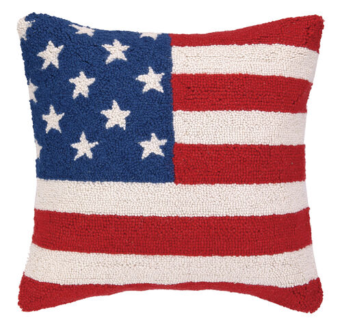 American Flag 18"x18" Hooked Pillow
