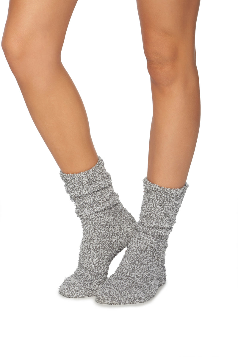 CozyChic Women's Heathered Socks - Graphite / White