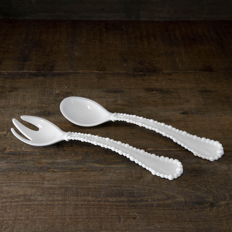 Alegria Large Salad Servers (White)