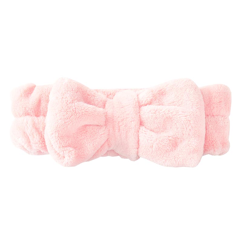 Light Pink Plush Bow Spa Headband