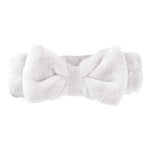 White Plush Bow Spa Headband