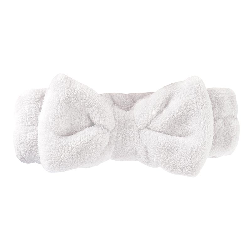 White Plush Bow Spa Headband