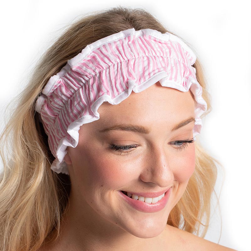 Seersucker Spa Headband - Pink