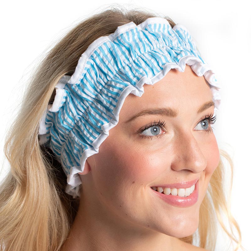 Seersucker Spa Headband - Turquoise