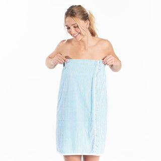Turquoise Seersucker Spa Wrap (Personalization Included)