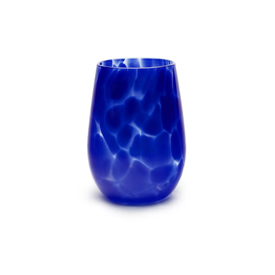 Buy Blue Stemless Wine Glasses. Hand Blown Cocktail Drinking Glass Made in  USA Online in India 