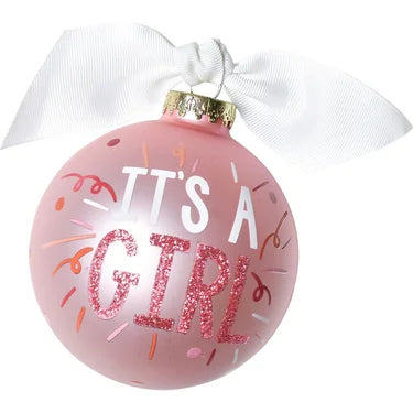 It's A Girl Glass Ornament