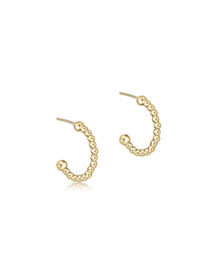 Beaded Classic 1" Post Hoop - 2mm Gold