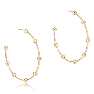 Beaded Simplicity 1.5" Post Hoop - 4 mm Gold Earrings - J.A. Whitney