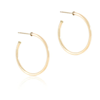 Round Gold 1.25" Post Hoop 2mm Smooth Earring