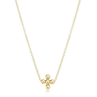 16" Necklace Gold - Signature Cross Beaded Gold 3MM