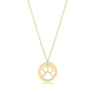 16" Necklace Gold - Paw Print Gold Disc