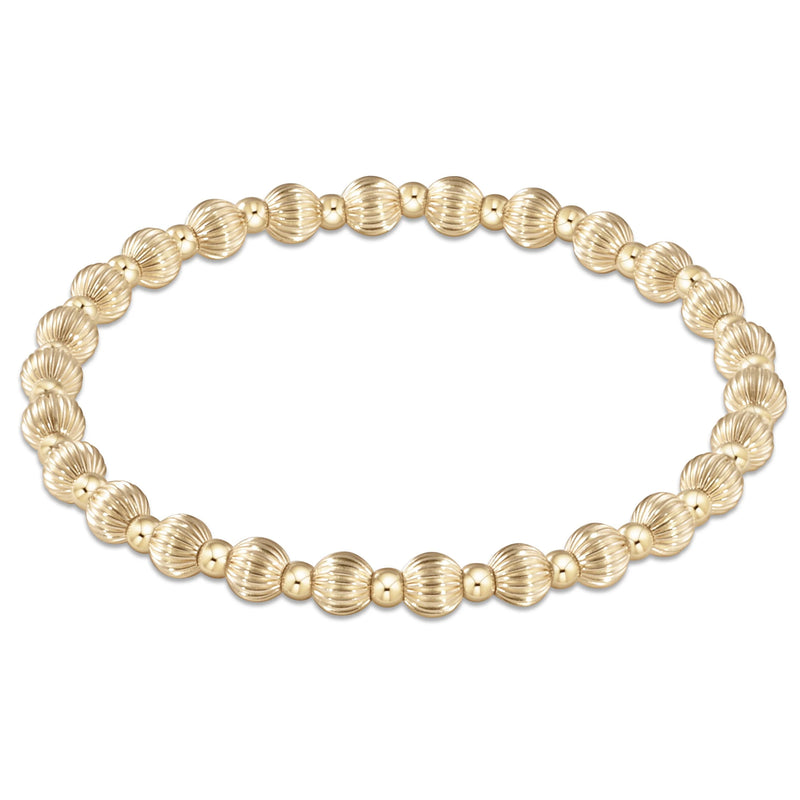 Dignity Grateful Pattern 5mm Bead Bracelet Gold