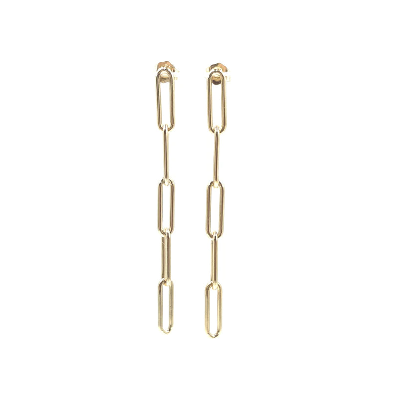 Paperclip Chain Stud Earrings Gold Filled