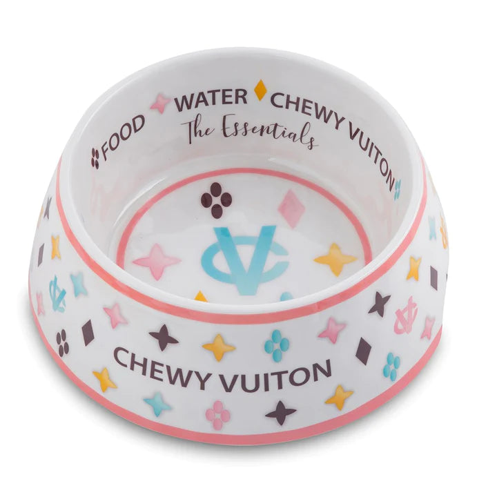 Chewy Vuiton Large Dog Bowl - White