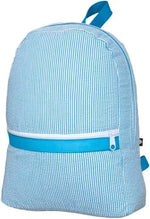Turquoise Seersucker Large Backpack (Personalization Included)