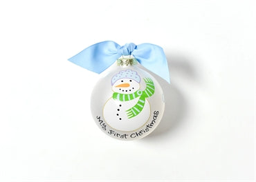 Blue Snowman My 1st Christmas Glass Ornament - Personalization Included