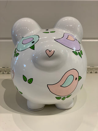 Hand-Painted Personalized Piggy Bank - Birdies