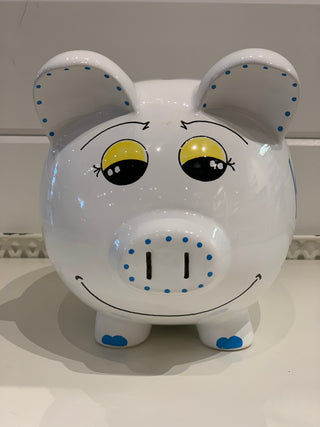 Hand-Painted Personalized Piggy Bank - Moon & Stars