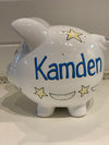 Hand-Painted Personalized Piggy Bank - Moon & Stars *TEMPORARILY UNAVAILABLE - See description for details