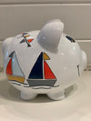 Hand-Painted Personalized Piggy Bank - Nautical