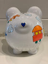 Hand-Painted Personalized Piggy Bank - Train