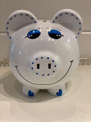 Hand-Painted Personalized Piggy Bank - Train