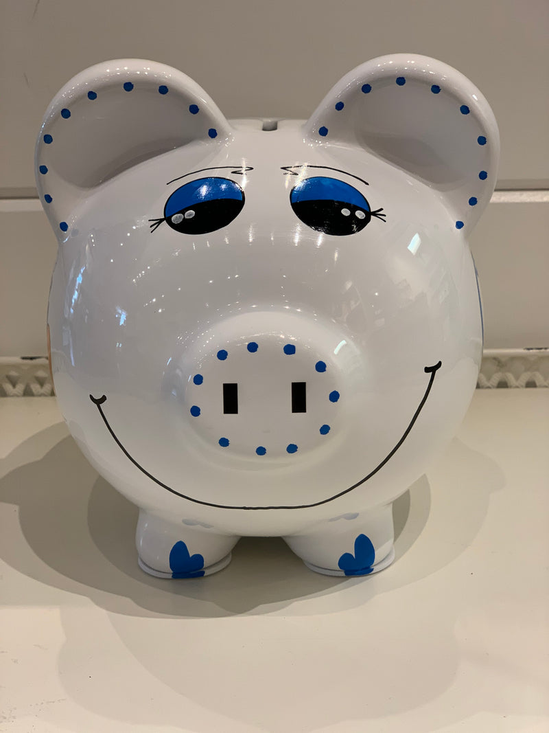 Hand-Painted Personalized Piggy Bank - Train