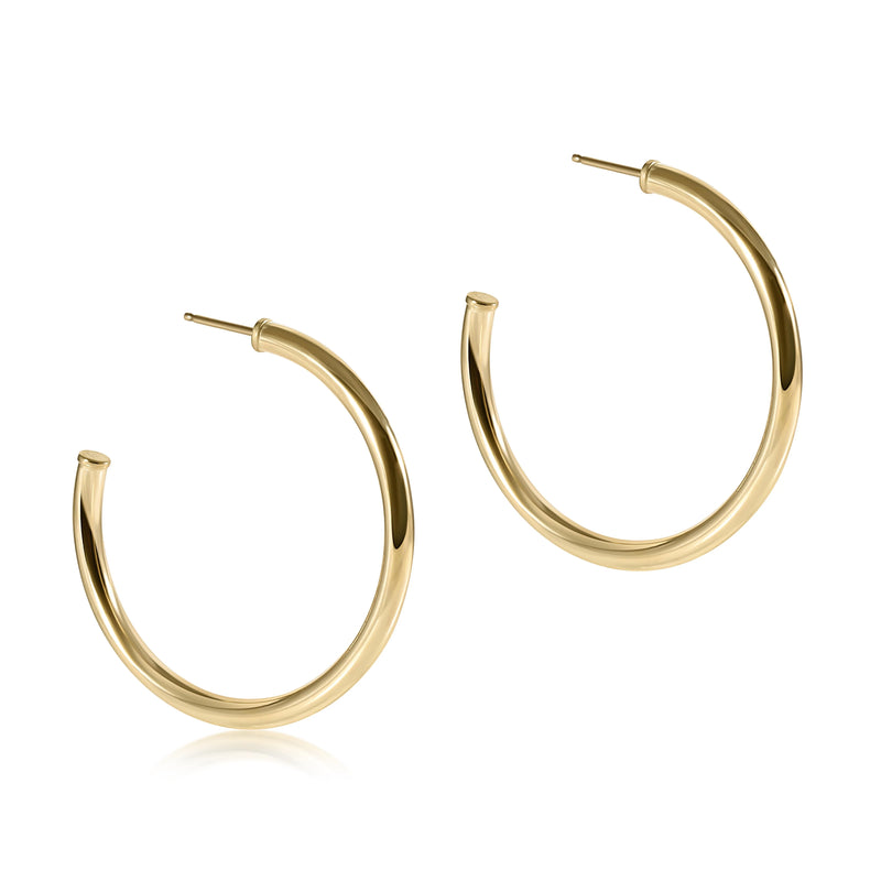 Round Gold 2" Post Hoop 3mm Smooth Earring