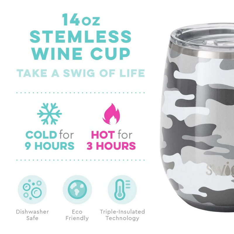 Swig14 oz Stemless Wine Cup - Incognito Camo (Personalization Available)