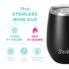 Swig 14 oz Stemless Wine Cup - Matte Black (Personalization Available)