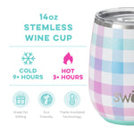 Swig 14 oz Stemless Wine Cup - Pretty in Plaid