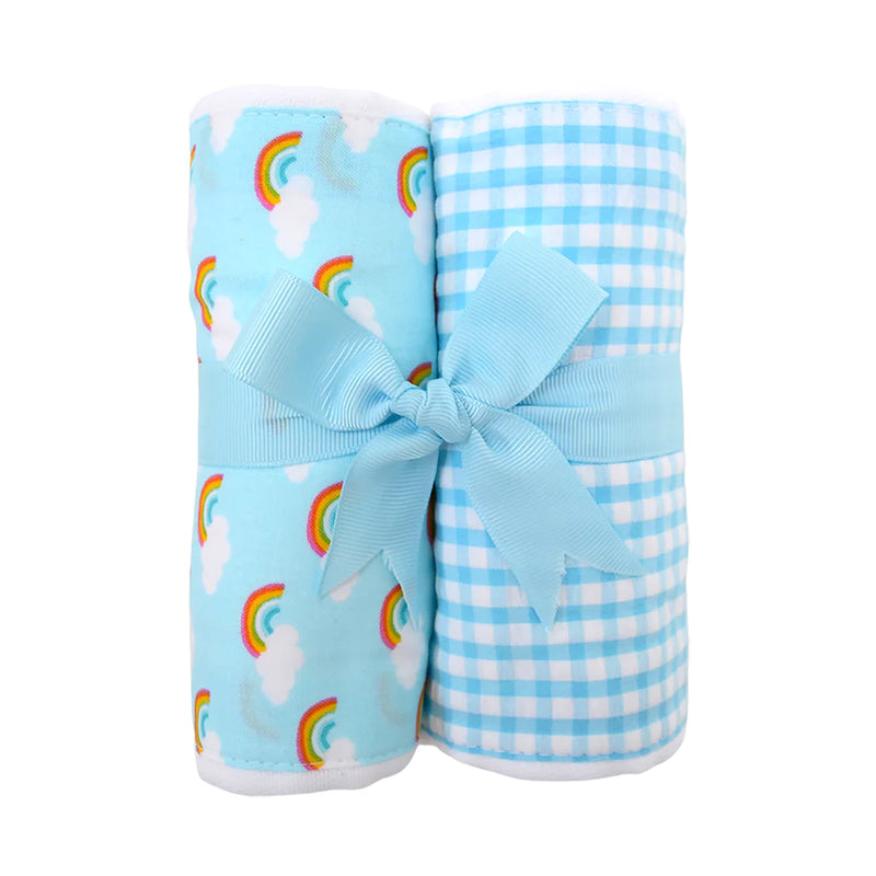 Rainbow Set of 2 Fabric Burps (Personalization Included)