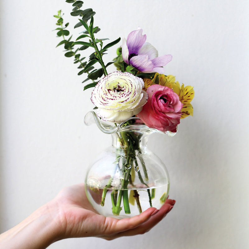 Clear Bud Hibiscus Glass Vase