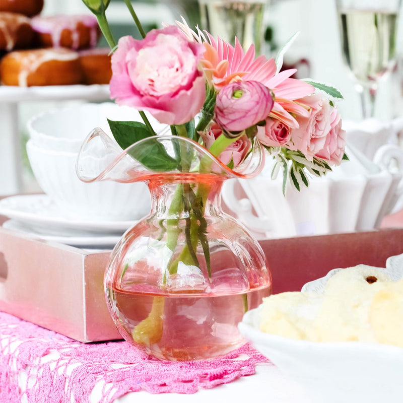 Pink Bud Hibiscus Glass Vase