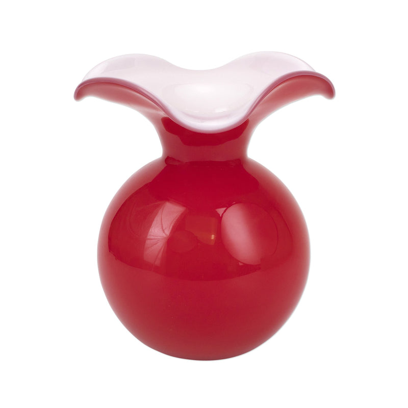 Red Medium Hibiscus Glass Vase